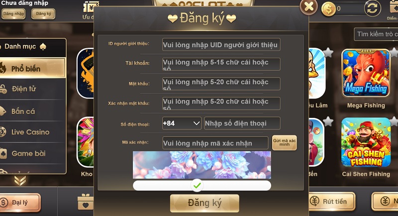 Các bước đăng ký tài khoản thành viên cá cược chính thức 92 slot
