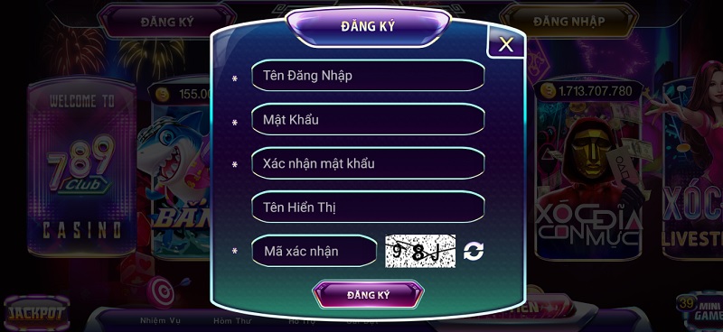 Nhập đầy đủ thông tin đăng ký theo yêu cầu của cổng game bài 789 Club