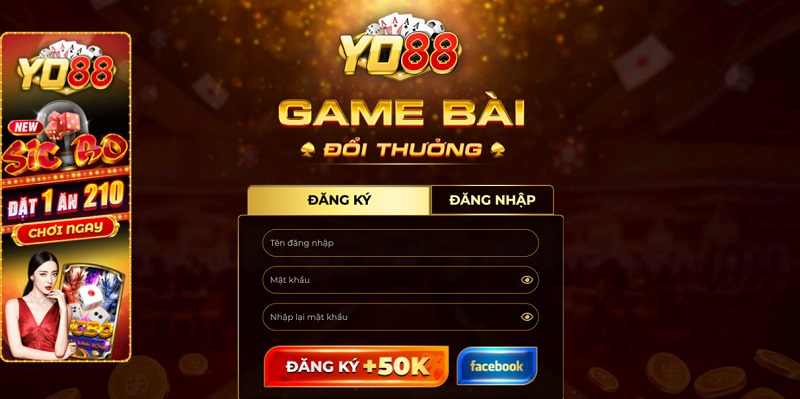 Đăng ký tài khoản tân thủ tại cổng game bài ưu đãi Yo88 nhận code 50K