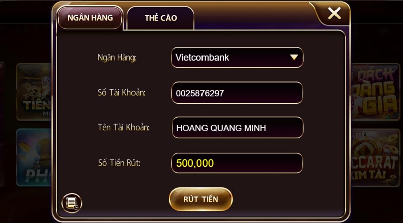 Rút tiền qua hình thức tài khoản ngân hàng online cá cược