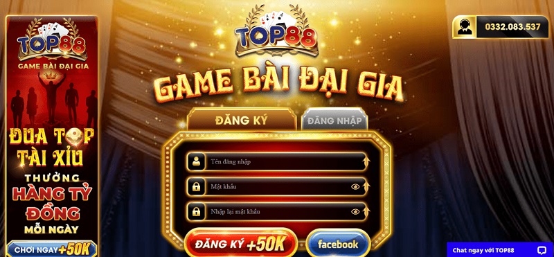 Mở tài khoản thành viên mới tại Top88 để tham gia chơi game bài hấp dẫn