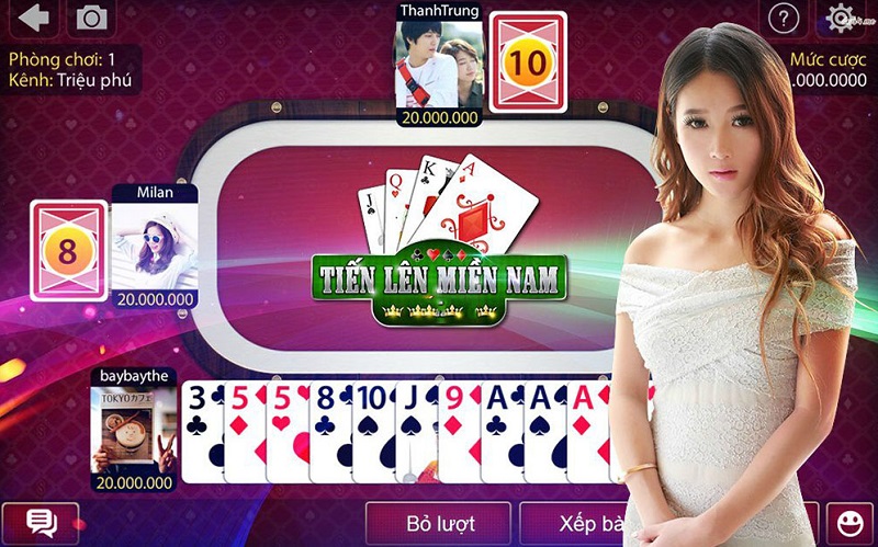 Giao diện đẹp mắt, cuốn hút của game bài tiến lên miền Nam free