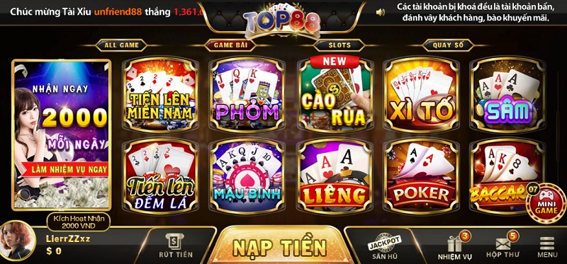 Chinh phục các đầu game bài khiến người chơi thích mê tại Top88